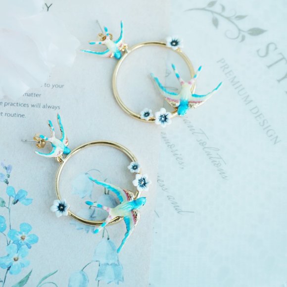 Brand new Bill skinner blue swallow earrings - Picture 5 of 10